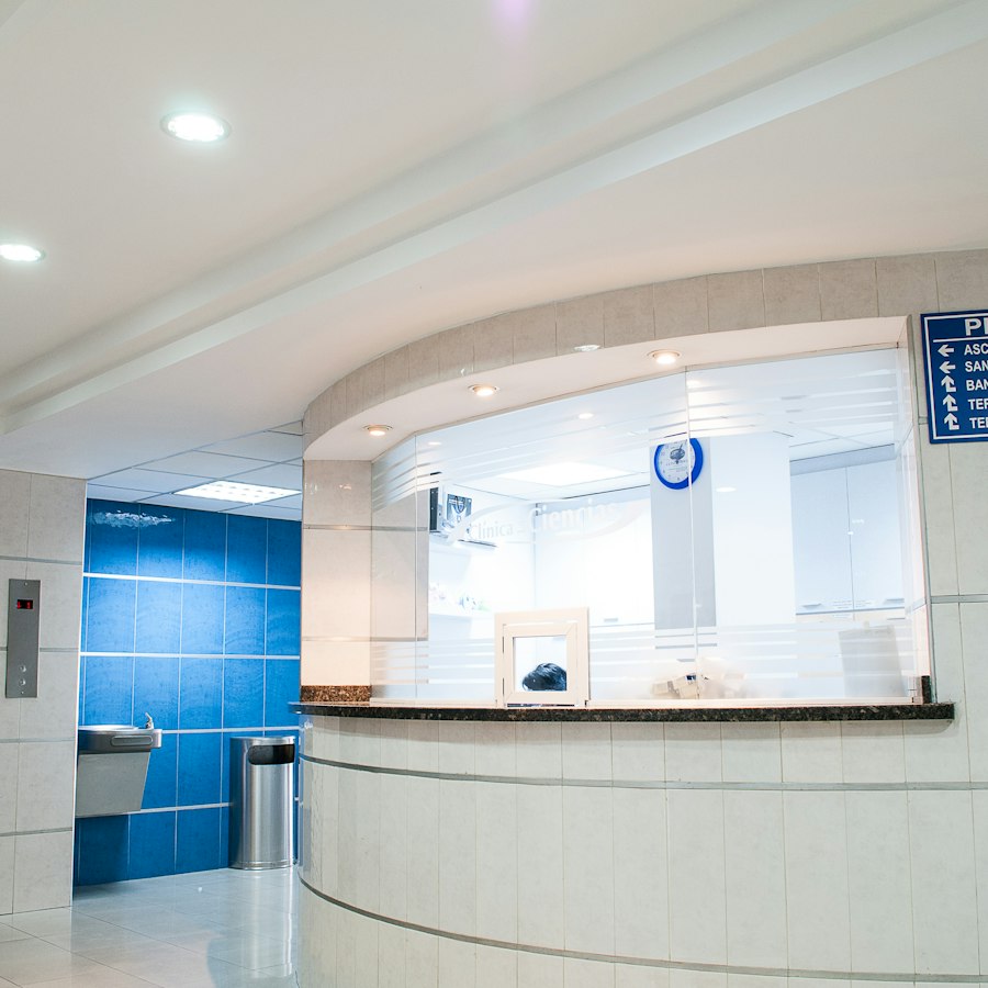 Reception area of a community health clinic supporting patient outreach